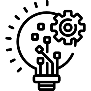 A lightbulb icon with cogs and wires in it.