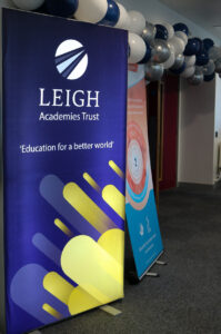 LAT blue standing banner